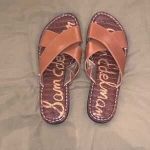 Sam Edelman Brown Cross-Strap Sandals